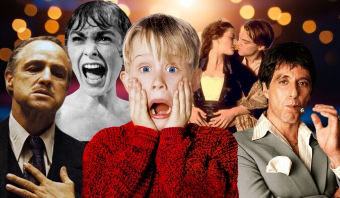 Collage of famous movie characters including Marlon Brando, Janet Leigh, Macaulay Culkin, Leonardo DiCaprio, and Al Pacino